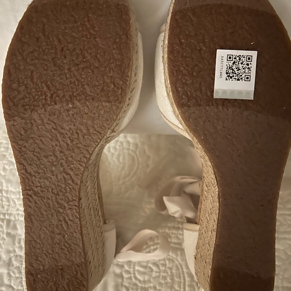 UGG Cream Espadrille Wedge Shoes with Ankle Wrap - Picture 6 of 6